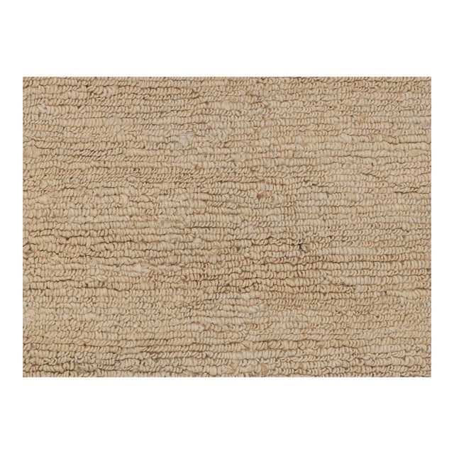 High Quality Hand Knotted Light Tan Jute Loop Pattern Solid Rug 5x8Ft. For Sale