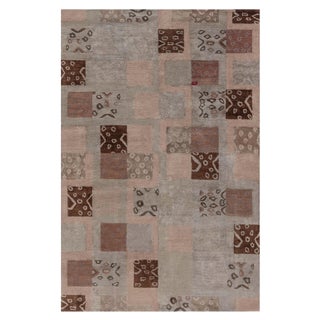 Modern Tibetan Patchwork Rug in Earth Tones by Doris Leslie Blau For Sale