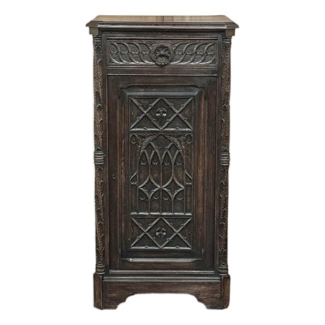 19th Century Gothic Oak Confiturier Cabinet For Sale