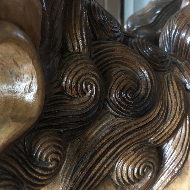 1960s Hand Carved Foo Dog Figurines For Sale - Image 11 of 13