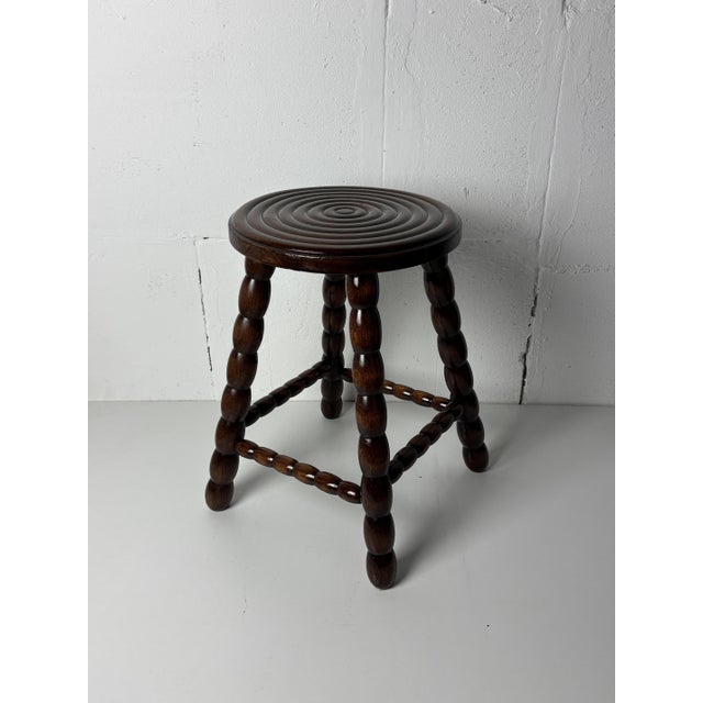 Mid-Century Turned Wood Bobbin Stool in the style of Charles Dudouyt, France, 1950s For Sale - Image 17 of 18