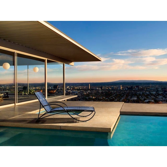 Metal Brown Jordan Walter Lamb Aluminum Arm Chair, Textured Pewter frame with Marine fabric For Sale - Image 7 of 12