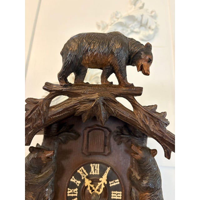 Antique Black Forest Carved Bear Cuckoo Clock, 1880 For Sale - Image 4 of 18