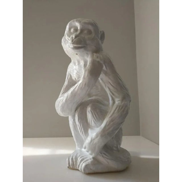Monkey Sculpture in Glazed Terracotta, Italy, 1960s For Sale - Image 9 of 9