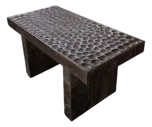 Mango Wood Table, Hand-Carved Detailing, Modern Organic