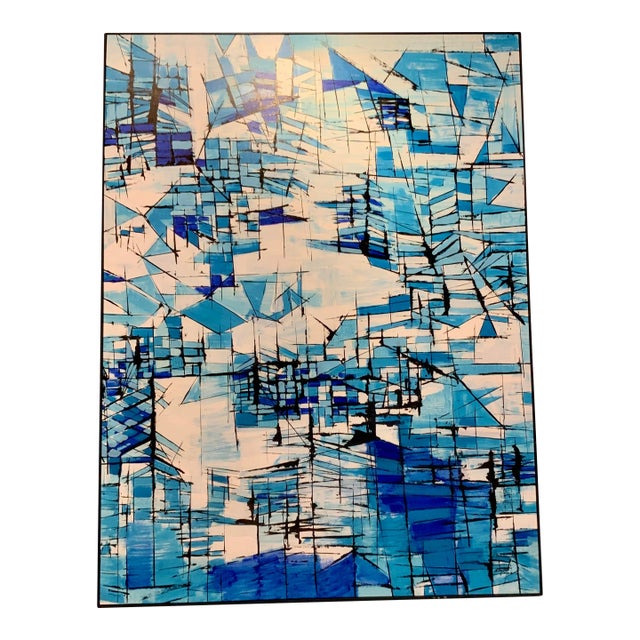Abstract Modern Blue “In Dreams” Painting by Teng Fei For Sale