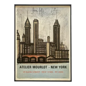 Bernard Buffet Vintage 1967 " Atelier Mourlot - New York " Fine Art Lithograph Print Framed Mid Century Modernist Poster