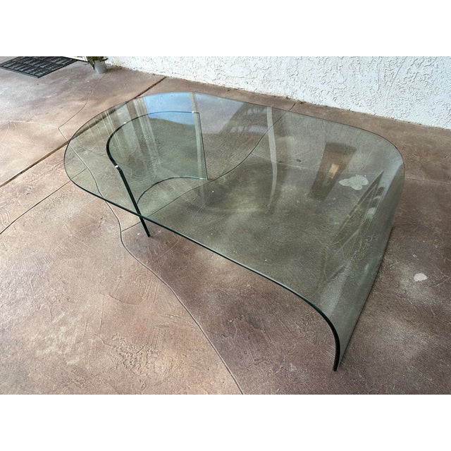Glass Mid Century Post Modern Italian Waterfall Glass Coffee Table For Sale - Image 7 of 12
