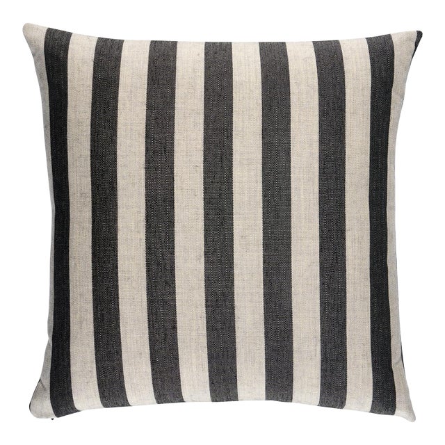 Schumacher Hanson I/O Stripe 22" Pillow In Black For Sale