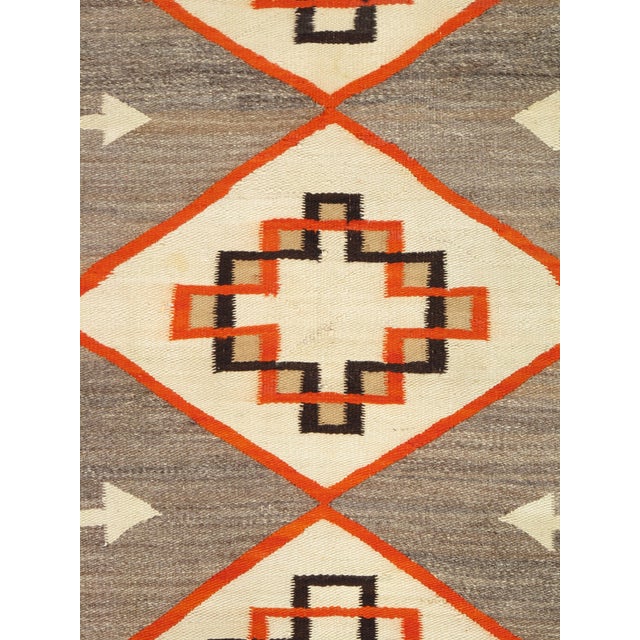 Navajo Rug circa 1920 Klagetoh Hand Knotted Diamond Pattern Gray Orange Black For Sale - Image 4 of 17