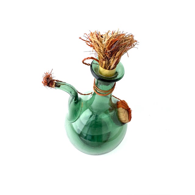 Vintage Italian Green Glass Wine Demijohn Decanter For Sale In Portland, ME - Image 6 of 9