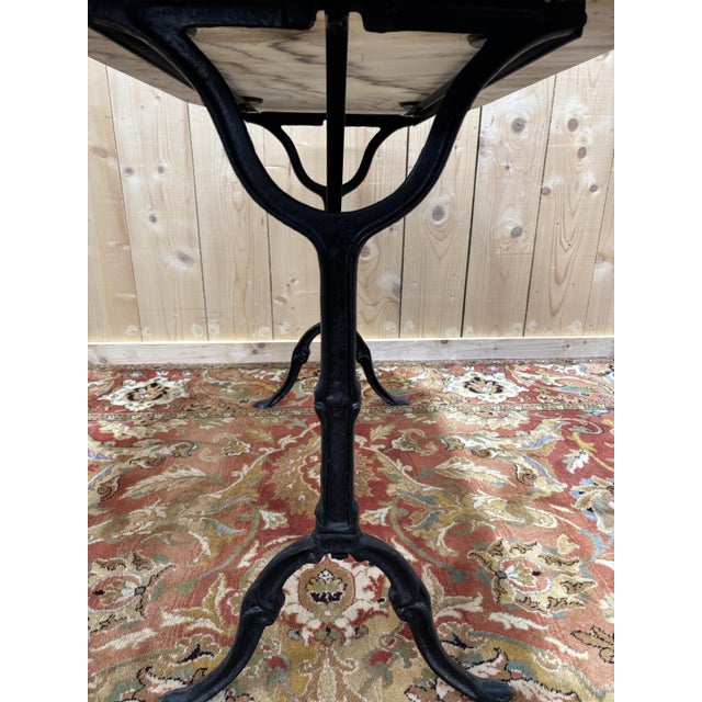 1920s Oval Bistro Table with Marble Top and Cast Iron Base, 1925 For Sale - Image 5 of 7
