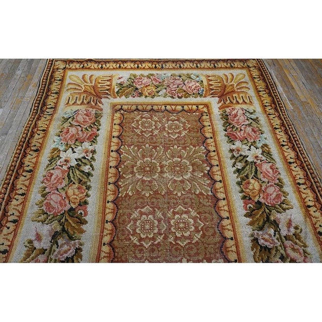 Camel 1750s Camel Classic Floral European Georgian English Axminster Carpet Wool Rug For Sale - Image 8 of 10