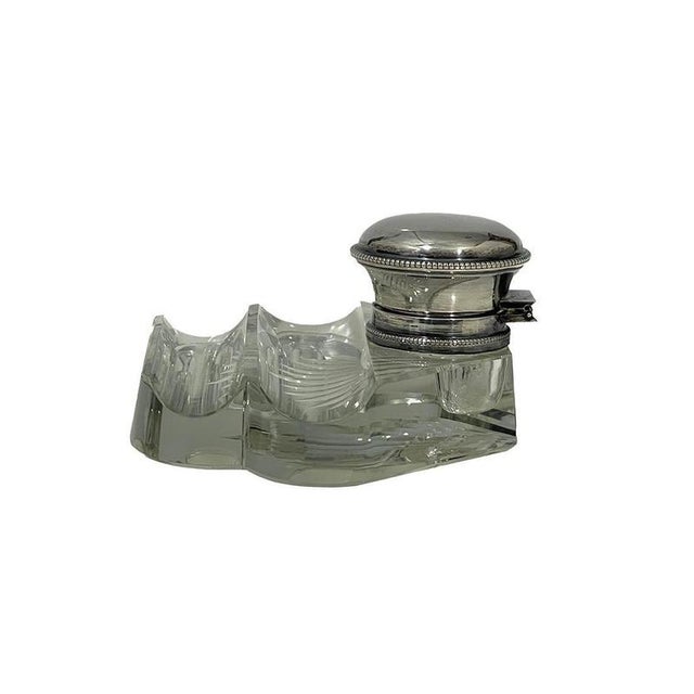 Silver Dutch Clear Crystal and Silver Inkwell, 1850s For Sale - Image 8 of 11