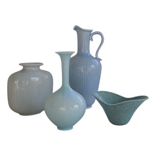 Mid-Century Modern Ceramic Vases attributed to Gunnar Nylund for Rörstrand, Sweden, 1950s, Set of 4 For Sale