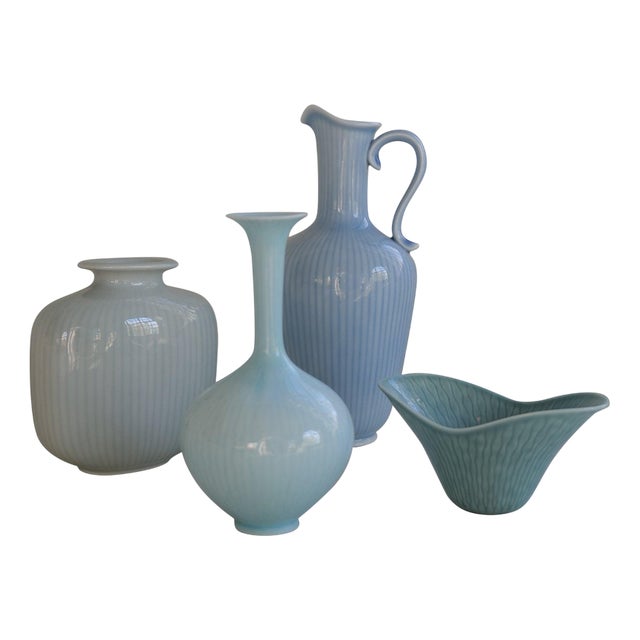 Mid-Century Modern Ceramic Vases attributed to Gunnar Nylund for Rörstrand, Sweden, 1950s, Set of 4 For Sale