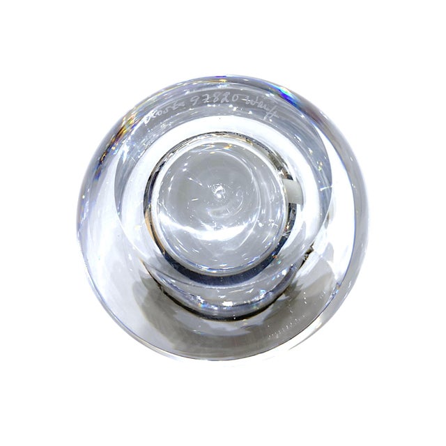Transparent Göran Wärff for Kosta Boda Signed Crystal Paperweight – Scandinavian Modernist Glass Sculpture For Sale - Image 8 of 9