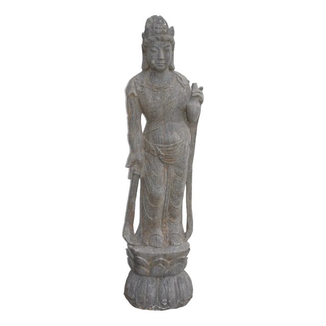 Khmer Artist, Bodhisttra Avalokiteshvara Buddha Sculpture, 18th Century, Basalt For Sale