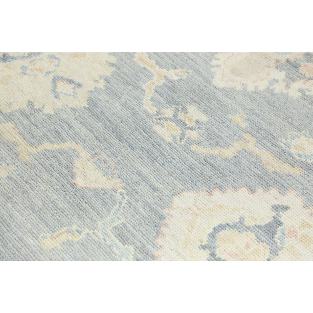Textile Moon Gray Blue Field Multicolor Handwoven Turkish Oushak Rug 8'1" X 9'9" For Sale - Image 7 of 7