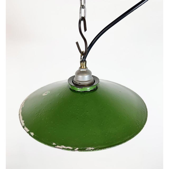 Metal Industrial Green Enamel Light, 1950s For Sale - Image 7 of 17