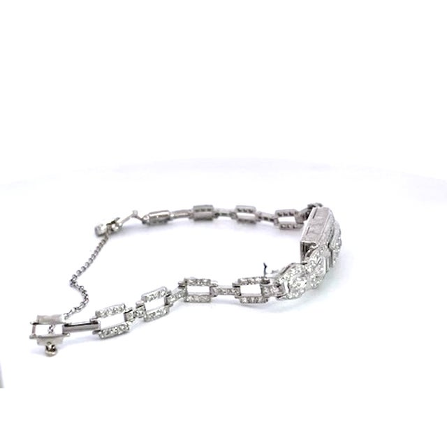 Art Deco Platinum Bracelet 2.00 Carats Circa 1920 7.25" For Sale - Image 4 of 8