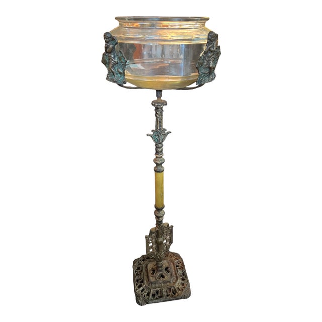Antique Victorian Art Nouveau Aquarium Fish Bowl and Stand For Sale