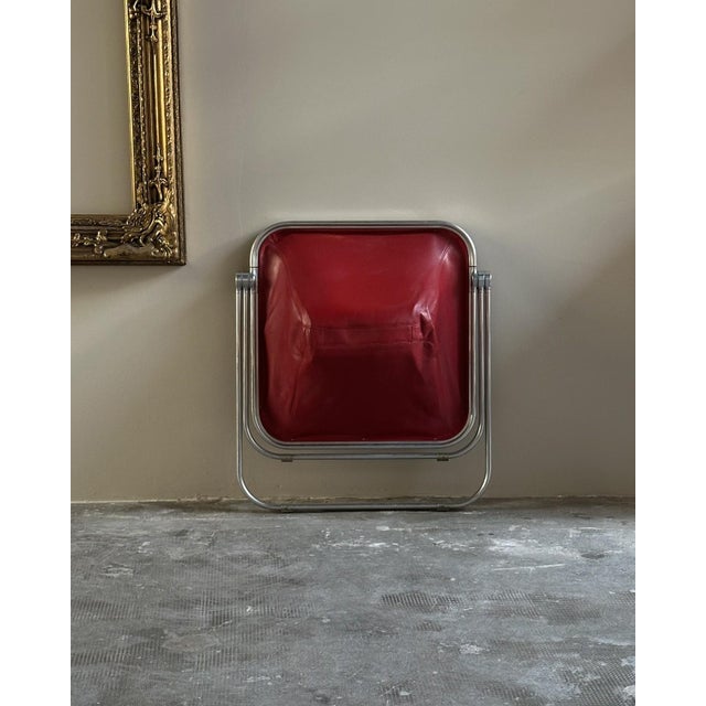 Metal Plona Armchair in Red Leather by Giancarlo Piretti for Anonima Castelli, 1970s For Sale - Image 7 of 8