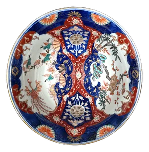 19th Century Meiji Period Japanese Cobalt Blue, Iron Red, and Gold Imari Bowl
