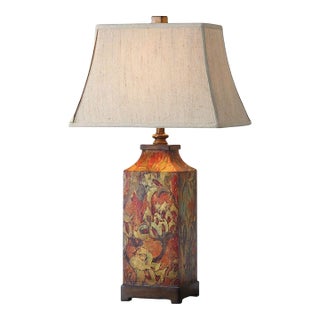 Floral Tea Tin Table Lamp-New For Sale