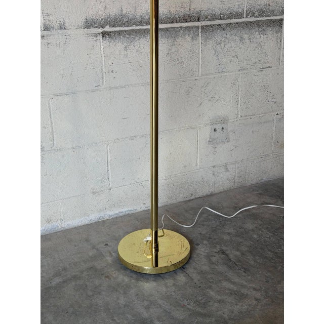 1960s Brass Swing-Arm Floor Lamp With Pleated Shade Danish Mid-Century Modern 1960s For Sale - Image 5 of 11