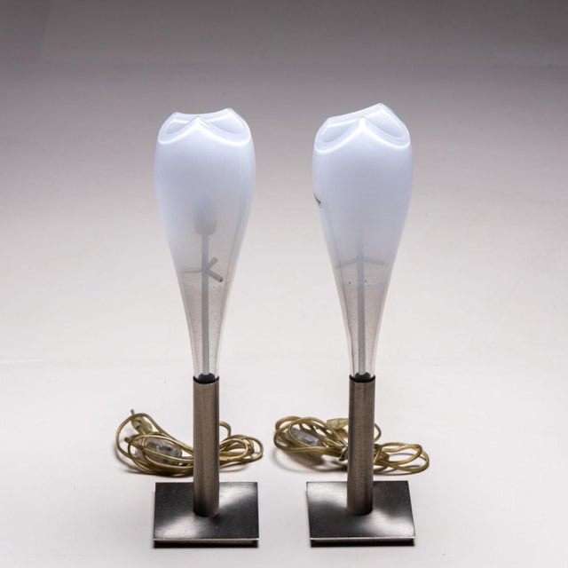 Small Murano glass table lamps by AV Mazzega, Italy 1960s For Sale In New York - Image 6 of 8