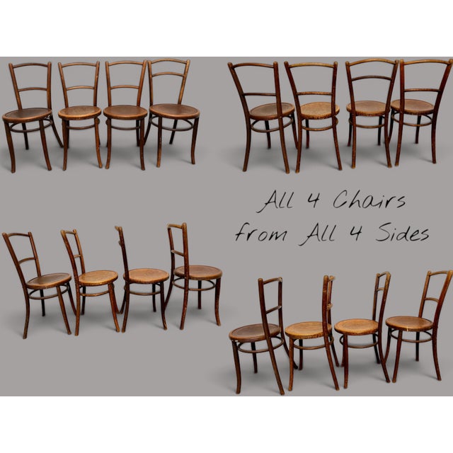 Antique Fischel Bentwood Chairs-Set of 4-Czech Bistro Dining-Irish Hospital-Deco For Sale - Image 6 of 11