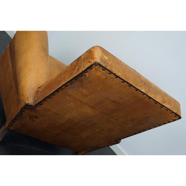 Vintage French Cognac-Colored Leather Club Chair, 1940s For Sale - Image 12 of 16
