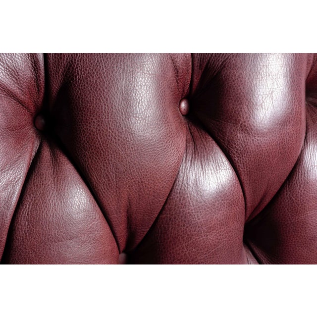 Vintage Humidor Armchair and Rolling Ottoman Set in Burgundy For Sale - Image 15 of 17