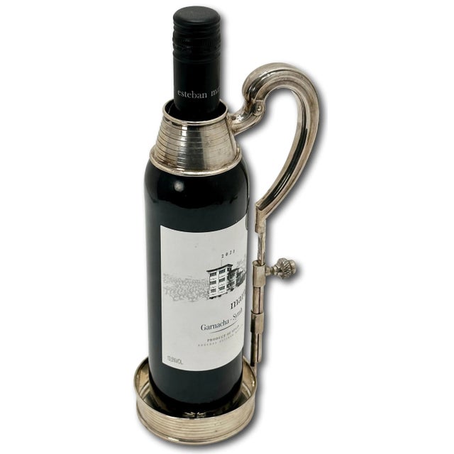 Silver Vintage Late 20th Century Argenteria Peruana ( Peru ) Sterling Silver Wine Bottle Holder - Server For Sale - Image 8 of 12