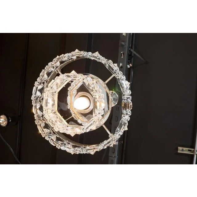 1950s Two-Tiered Crystal Segmented Chandelier with Chrome Fittings by Kinkeldey For Sale - Image 5 of 6