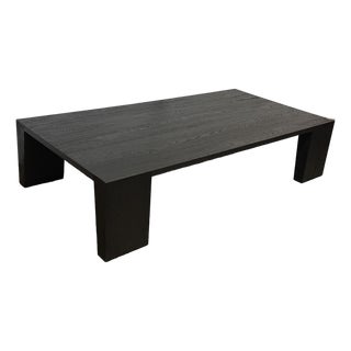 Restoration Hardware Oak Wood Coffee Table, Black For Sale