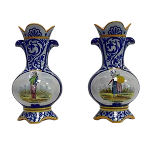 Earthenware Vases from Quimper, Late 1800s, Set of 2