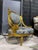 French Louis XV Blue Accent Chair With Gold Leaf For Sale - Image 12 of 12