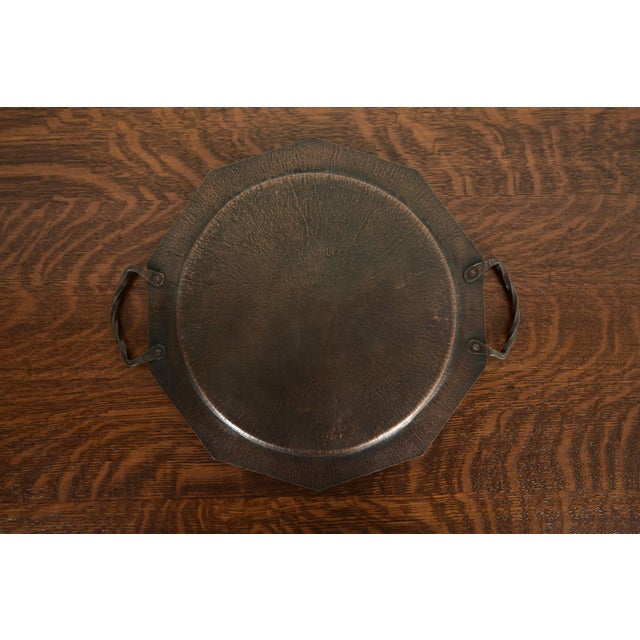 Roycroft Style Arts & Crafts Copper Large Handled Tray, Circa 1920s For Sale - Image 9 of 11