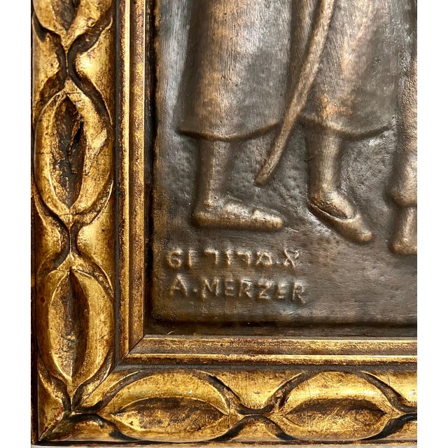 Arieh Merzer, Large Judaica Copper Repousse Sculpture Relief Plaque Arie Merzer Bezalel Era, c.1950'S For Sale In Miami - Image 6 of 11