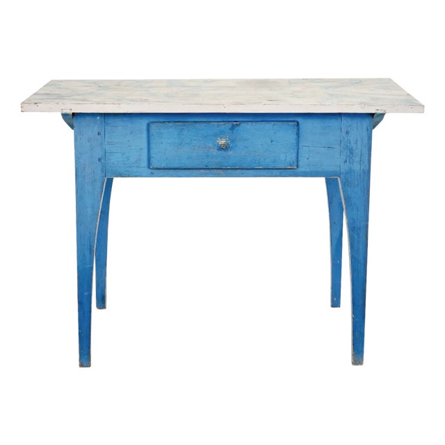 19th Century Traditional Rustic Painted Swedish Side Table, 1890s For Sale