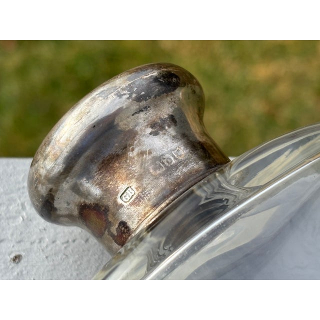 19th C. English Crown Leather Travel Flask With Silver, Crystal, Enamel Details For Sale - Image 11 of 12