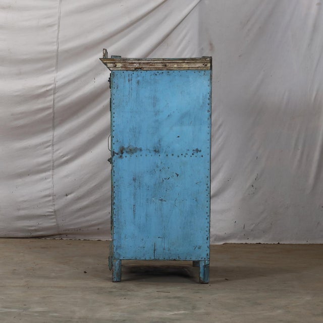 Antique Indian Small Painted Cabinet For Sale - Image 4 of 8