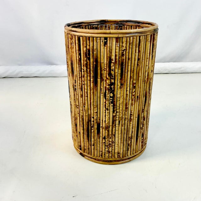 Vintage Home is pleased to offer this gorgeous Scorched Burnt Bamboo Reed Hamper. It’s large and in the shape of a...