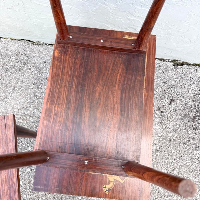 Vintage Mid Century Anglo Indian Bone and Wood Inlaid Rosewood Nesting Tables - Set of 3 For Sale - Image 12 of 12