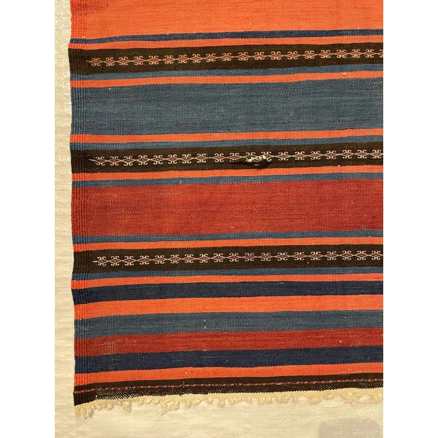 Textile 1950 Vintage Flat Weave Stripe Design Kilim For Sale - Image 7 of 9