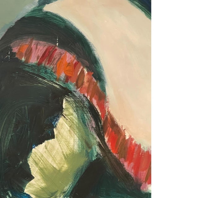 1970s Portrait of a Woman From the Medieval Age by Olga Prell Abstract Painting on Board. For Sale In Seattle - Image 6 of 11