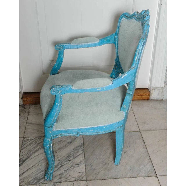 Dining Chairs with Azure Blue Patina, Set of 6 For Sale - Image 6 of 10