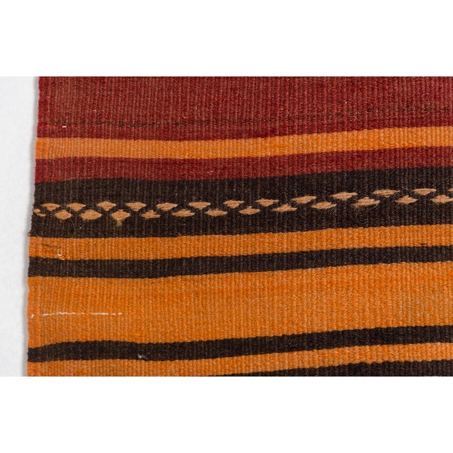 Mid 20th Century Tribal Striped Rug - Bohemian Home Decor Flatweave For Sale - Image 6 of 10